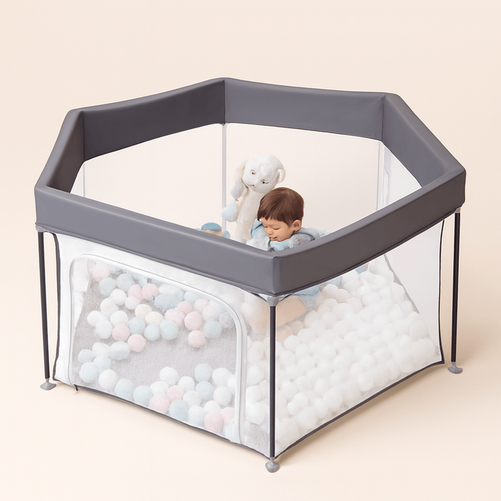 Parc bébé pliable hexagonal avec moustiquaire | POUR NOTRE BÉBÉ