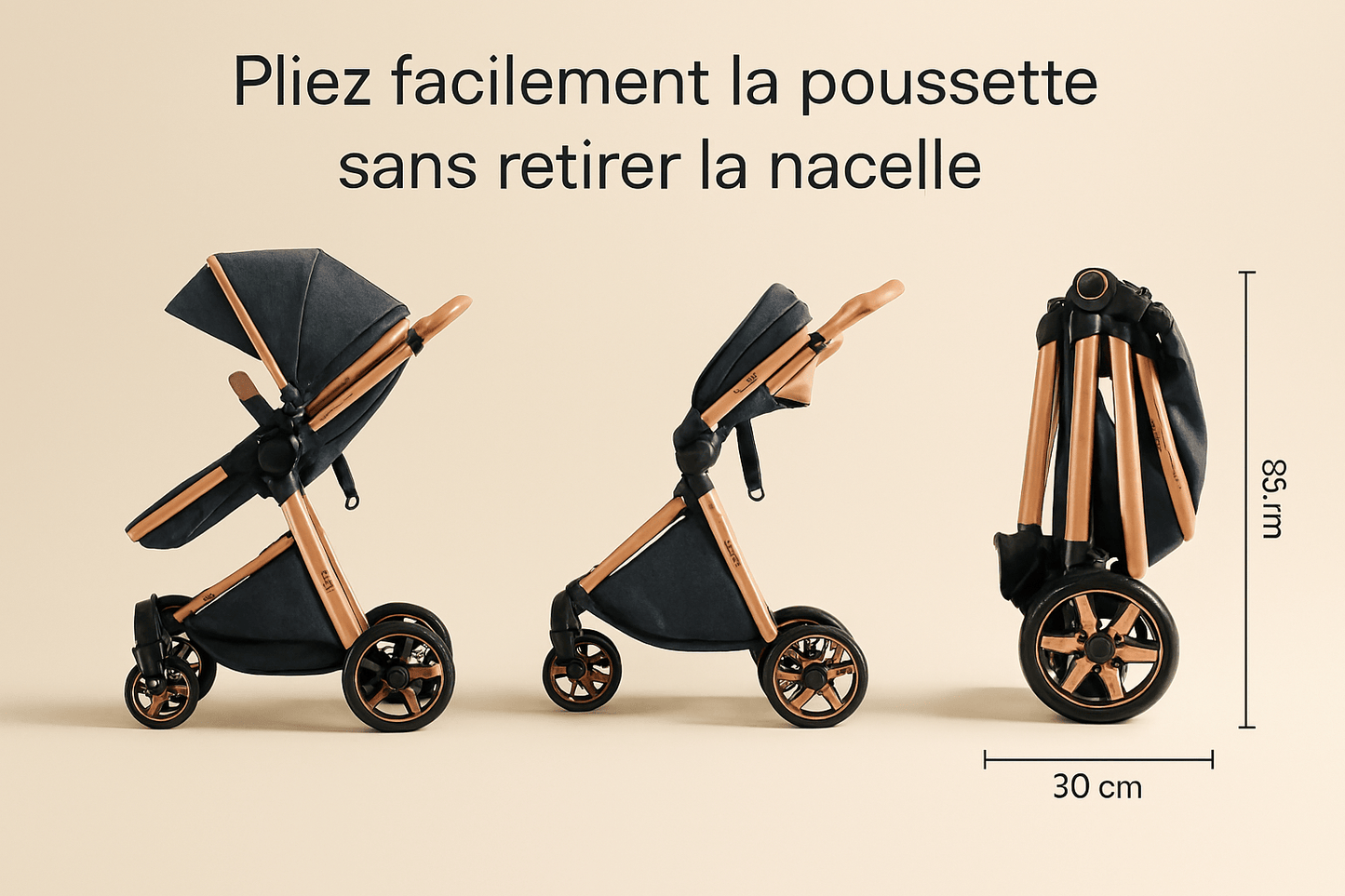 Poussette bébé 2 en 1 pliable | POUR NOTRE BÉBÉ