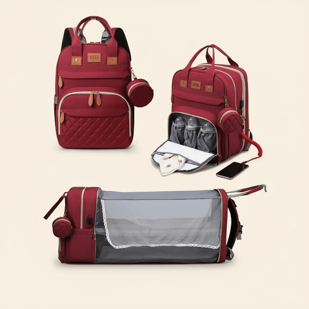 Sac à dos à langer 3 en 1 avec lit pliable | POUR NOTRE BÉBÉ