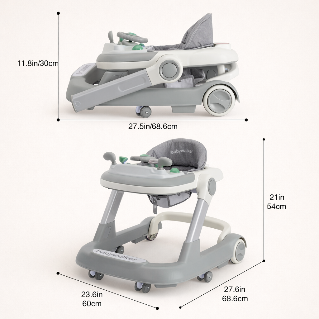 Trotteur Bébé 2 en 1 Pliable avec Plateau d’Activités – Évolutif & Sécurisé