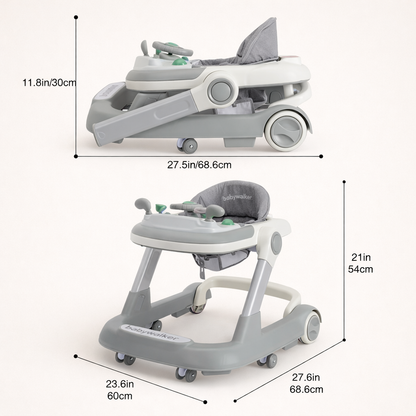 Trotteur Bébé 2 en 1 Pliable avec Plateau d’Activités – Évolutif & Sécurisé