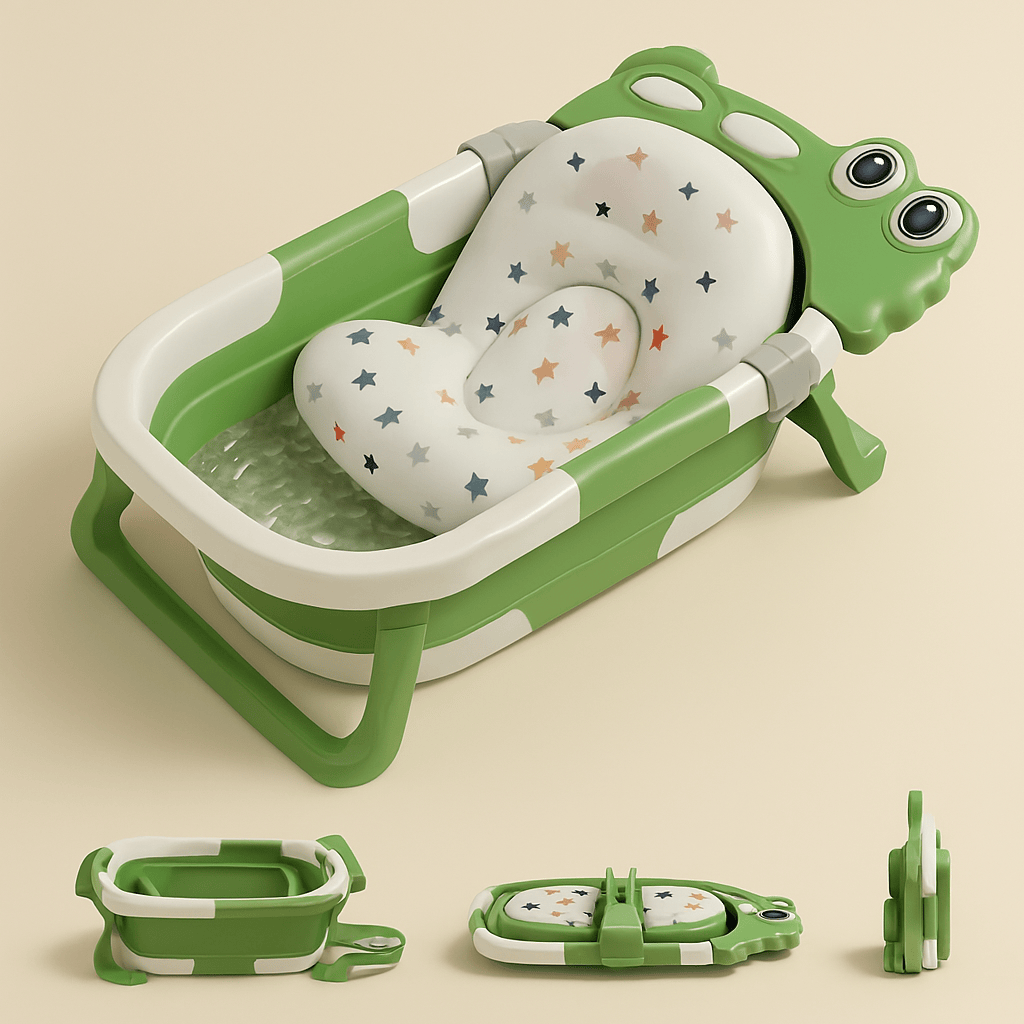 Baignoire bébé pliable avec coussin et thermomètre | POUR NOTRE BÉBÉ