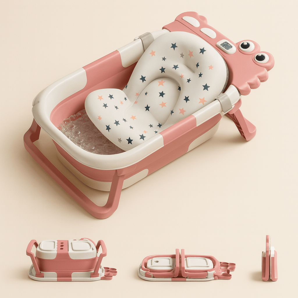 Baignoire bébé pliable avec coussin et thermomètre | POUR NOTRE BÉBÉ