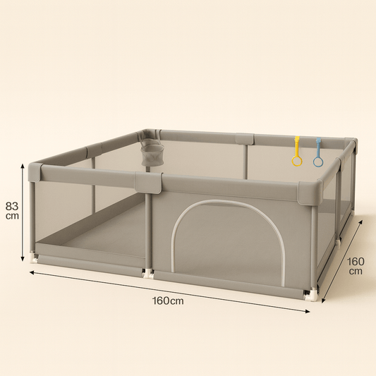 Parc bébé pliable gris | Aire de jeu sécurisée POUR NOTRE BÉBÉ