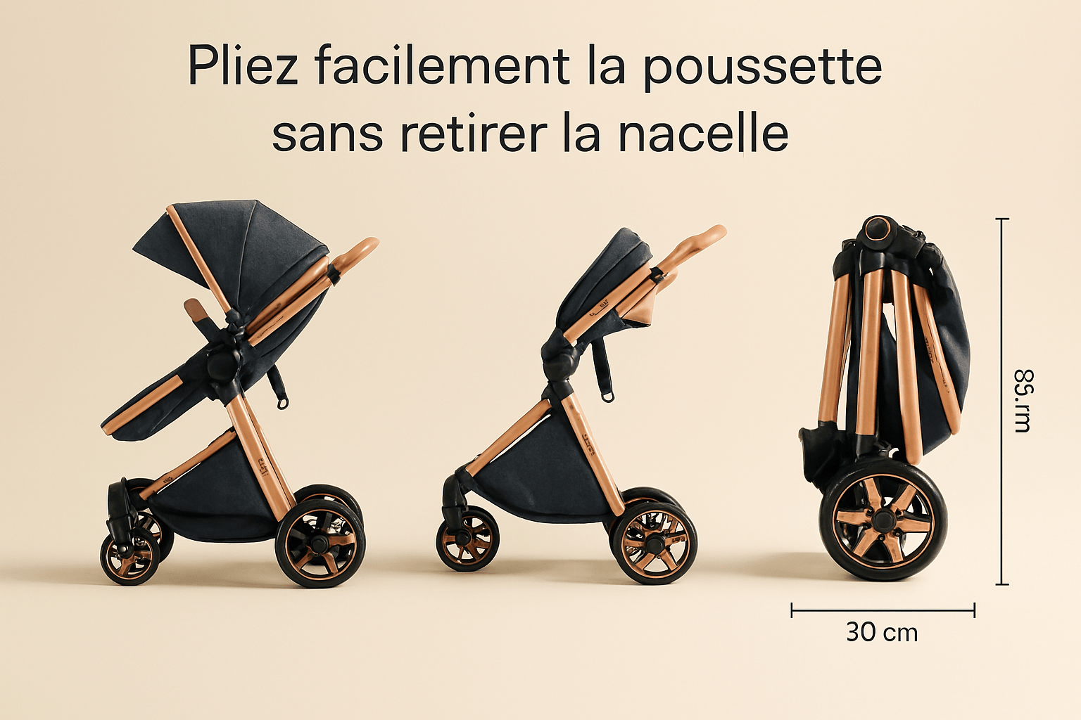 Poussette bébé 2 en 1 pliable | POUR NOTRE BÉBÉ