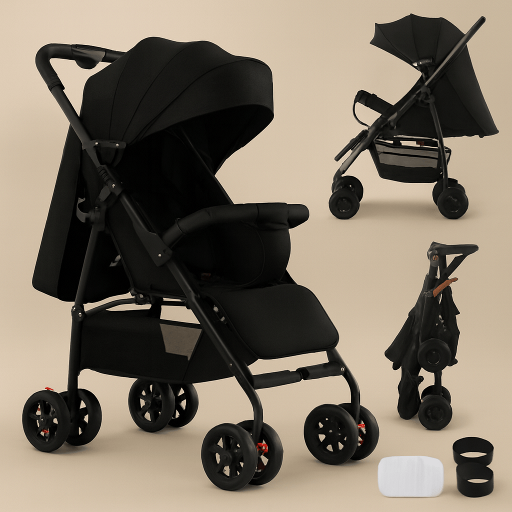 Poussette Bébé 3 en 1 compacte – Confort & Praticité