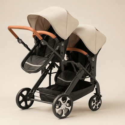 Poussette double 3 en 1 avec sièges auto | POUR NOTRE BÉBÉ