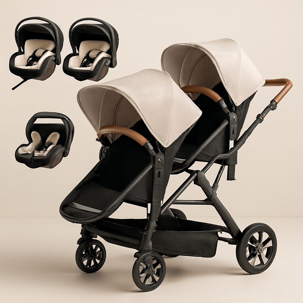 Poussette double 3 en 1 avec sièges auto | POUR NOTRE BÉBÉ