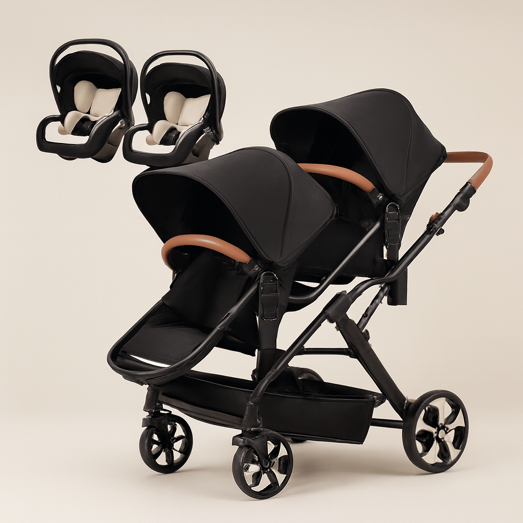 Poussette double 3 en 1 avec sièges auto | POUR NOTRE BÉBÉ