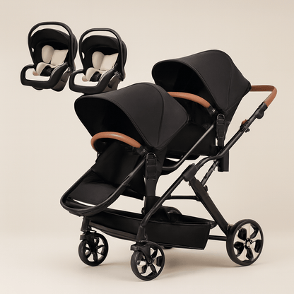 Poussette double 3 en 1 avec sièges auto | POUR NOTRE BÉBÉ
