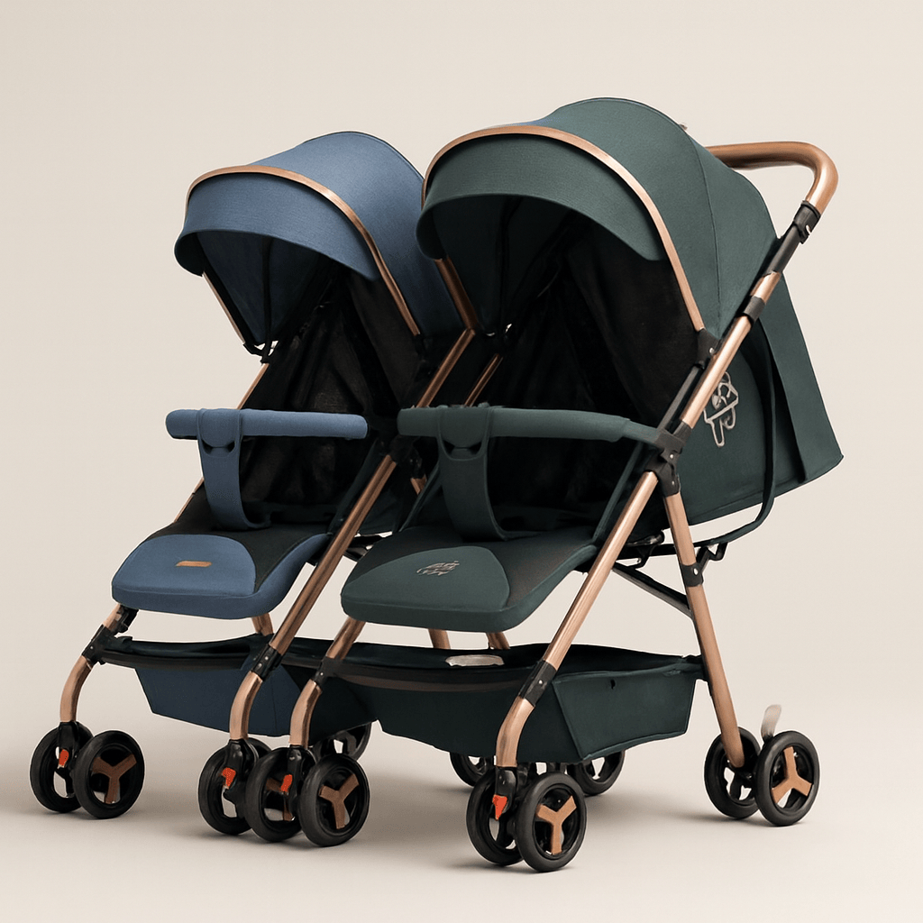Poussette double compacte – conçue pour les familles avec deux enfants, cette poussette offre confort, sécurité et praticité au quotidien. Grâce à ses assises indépendantes, elle s’adapte aux besoins de chaque enfant, dès la naissance jusqu’à 4 ans.  Confort et sécurité pour vos enfants Chaque siège est équipé d’un canopy protecteur et d’un harnais de sécurité. Les assises réglables permettent une position assise ou allongée, idéale pour les siestes ou les moments de découverte. La structure robuste assure 
