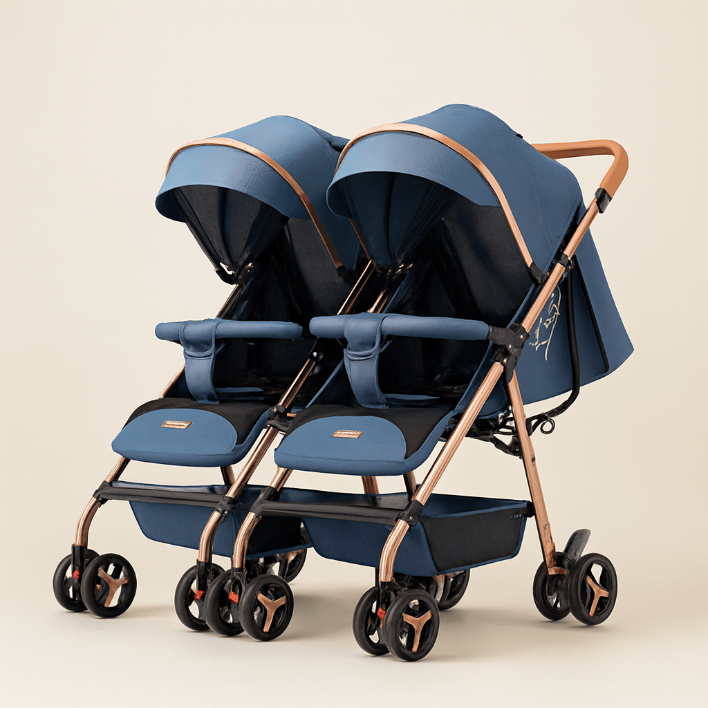 Poussette double compacte – conçue pour les familles avec deux enfants, cette poussette offre confort, sécurité et praticité au quotidien. Grâce à ses assises indépendantes, elle s’adapte aux besoins de chaque enfant, dès la naissance jusqu’à 4 ans.  Confort et sécurité pour vos enfants Chaque siège est équipé d’un canopy protecteur et d’un harnais de sécurité. Les assises réglables permettent une position assise ou allongée, idéale pour les siestes ou les moments de découverte. La structure robuste assure 