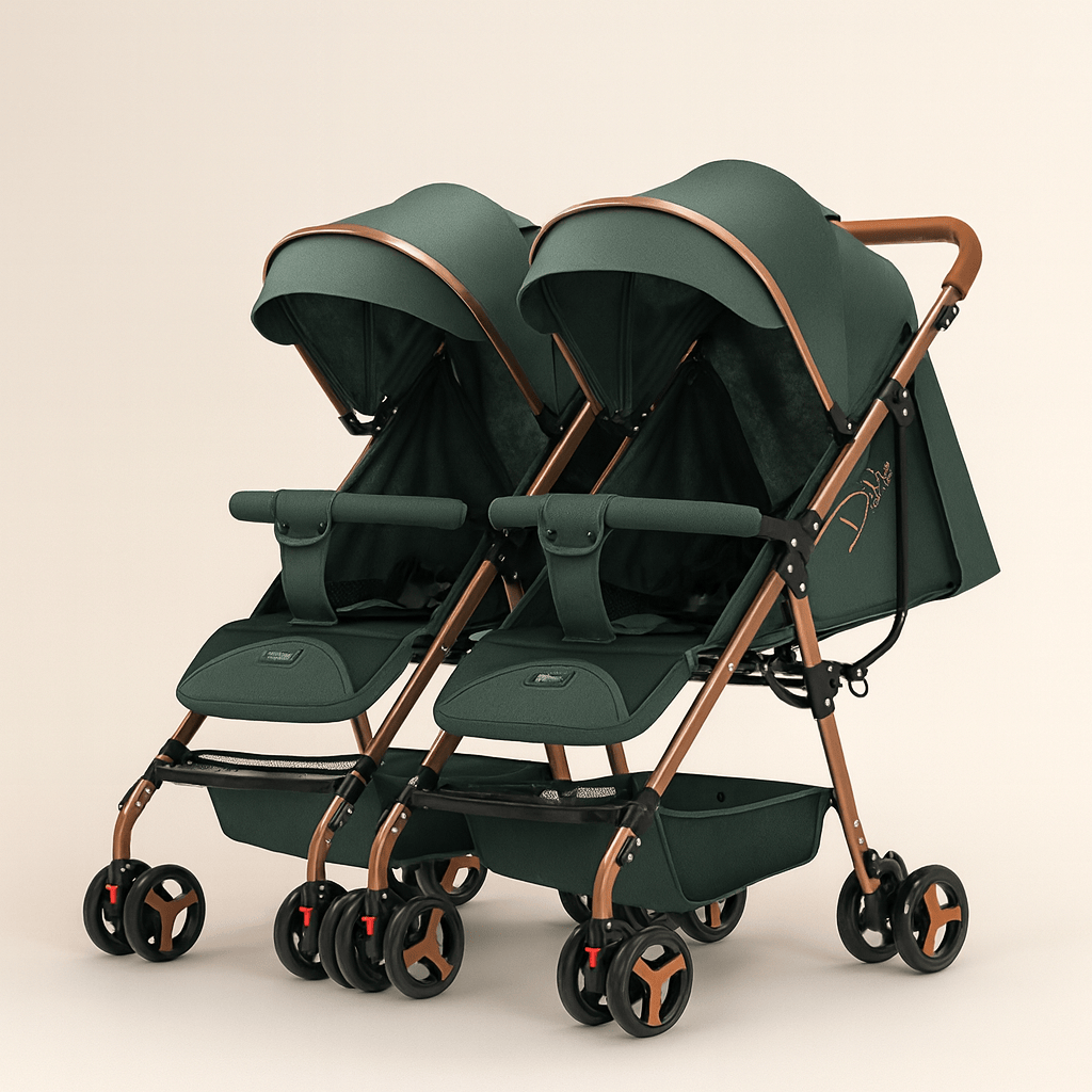 Poussette double compacte – conçue pour les familles avec deux enfants, cette poussette offre confort, sécurité et praticité au quotidien. Grâce à ses assises indépendantes, elle s’adapte aux besoins de chaque enfant, dès la naissance jusqu’à 4 ans.  Confort et sécurité pour vos enfants Chaque siège est équipé d’un canopy protecteur et d’un harnais de sécurité. Les assises réglables permettent une position assise ou allongée, idéale pour les siestes ou les moments de découverte. La structure robuste assure 