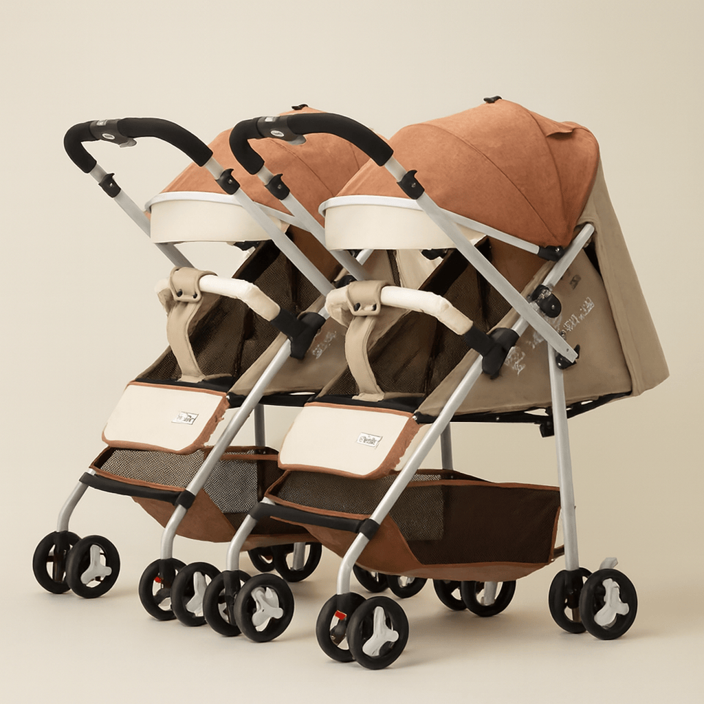 Poussette double compacte – conçue pour les familles avec deux enfants, cette poussette offre confort, sécurité et praticité au quotidien. Grâce à ses assises indépendantes, elle s’adapte aux besoins de chaque enfant, dès la naissance jusqu’à 4 ans.  Confort et sécurité pour vos enfants Chaque siège est équipé d’un canopy protecteur et d’un harnais de sécurité. Les assises réglables permettent une position assise ou allongée, idéale pour les siestes ou les moments de découverte. La structure robuste assure 
