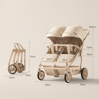 Poussette double jumeaux pliable et compacte | POUR NOTRE BÉBÉ