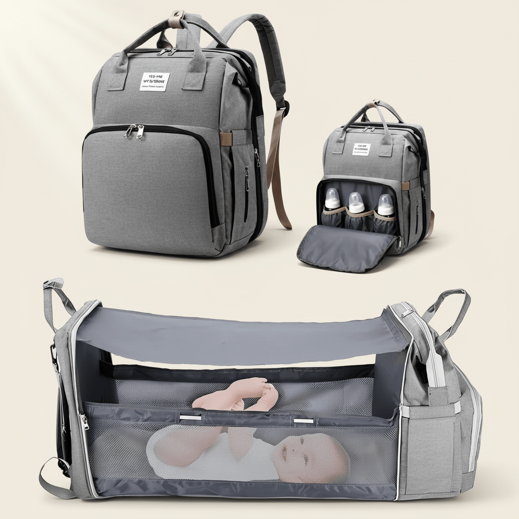 Sac à dos à langer 3 en 1 avec lit pliable | POUR NOTRE BÉBÉ