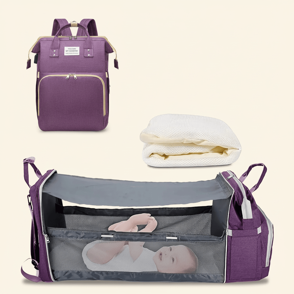 Sac à dos à langer 3 en 1 avec lit pliable | POUR NOTRE BÉBÉ