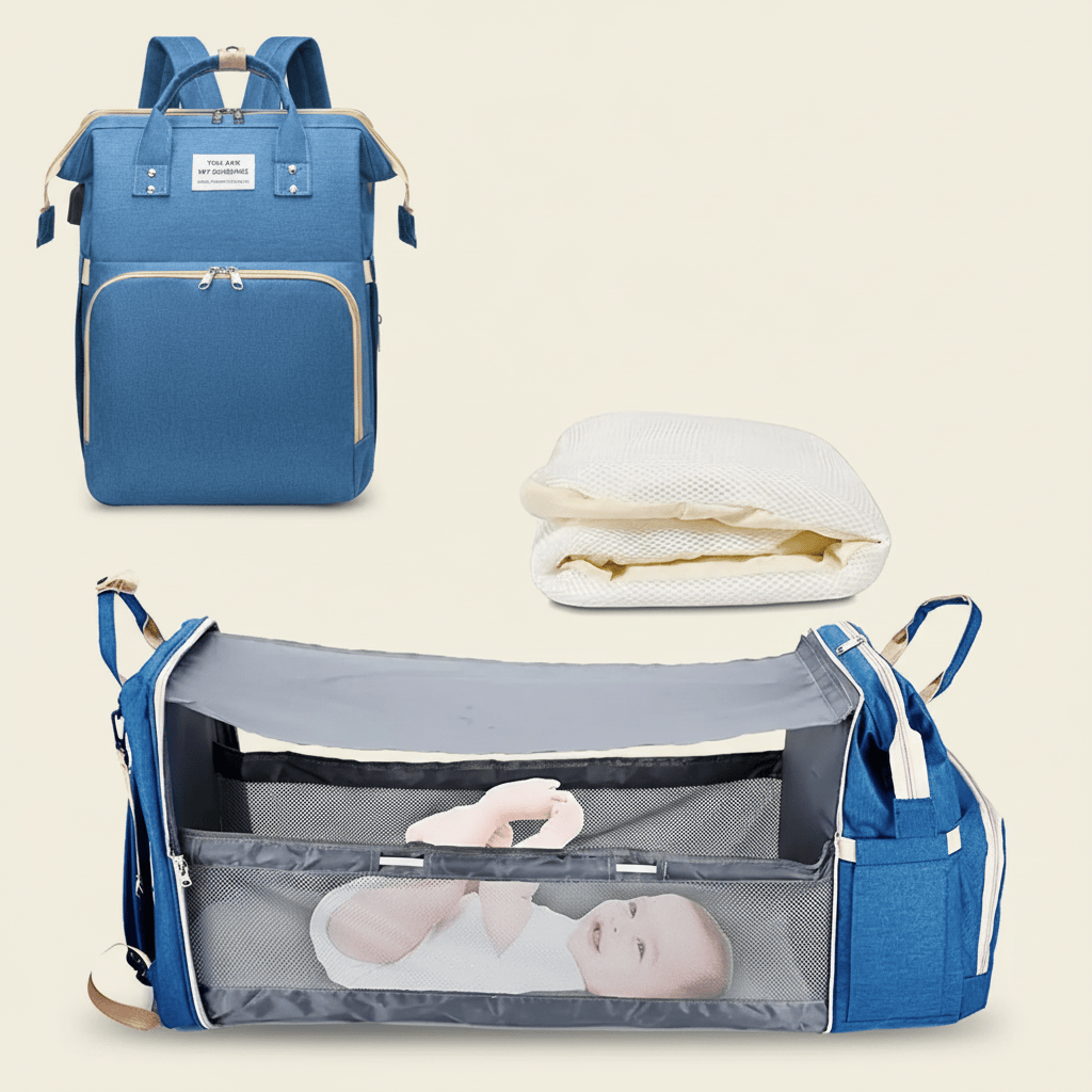 Sac à dos à langer 3 en 1 avec lit pliable | POUR NOTRE BÉBÉ