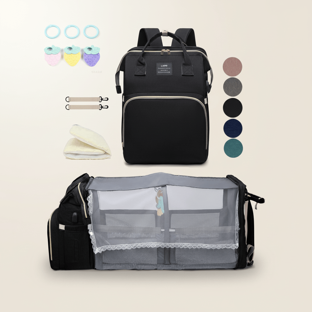 Sac à dos à langer multifonction avec lit pliable | POUR NOTRE BÉBÉ