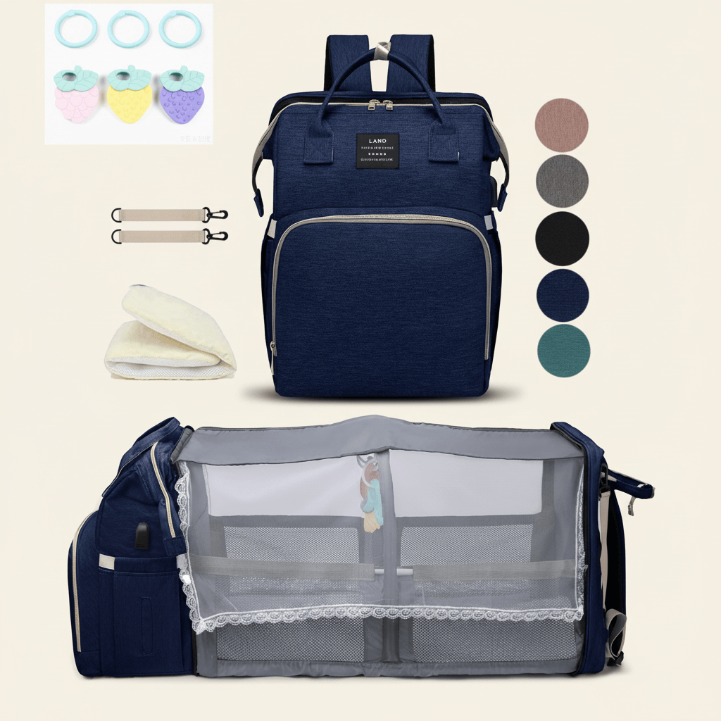 Sac à dos à langer multifonction avec lit pliable | POUR NOTRE BÉBÉ