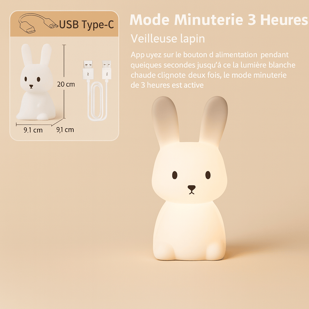 Veilleuse Lapin Bébé en Silicone | POUR NOTRE BÉBÉ